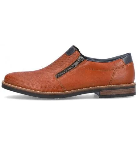 Rieker Men's Zip Dress Shoes- Brown
