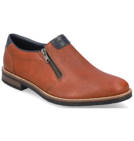 Rieker Men's Zip Dress Shoes- Brown