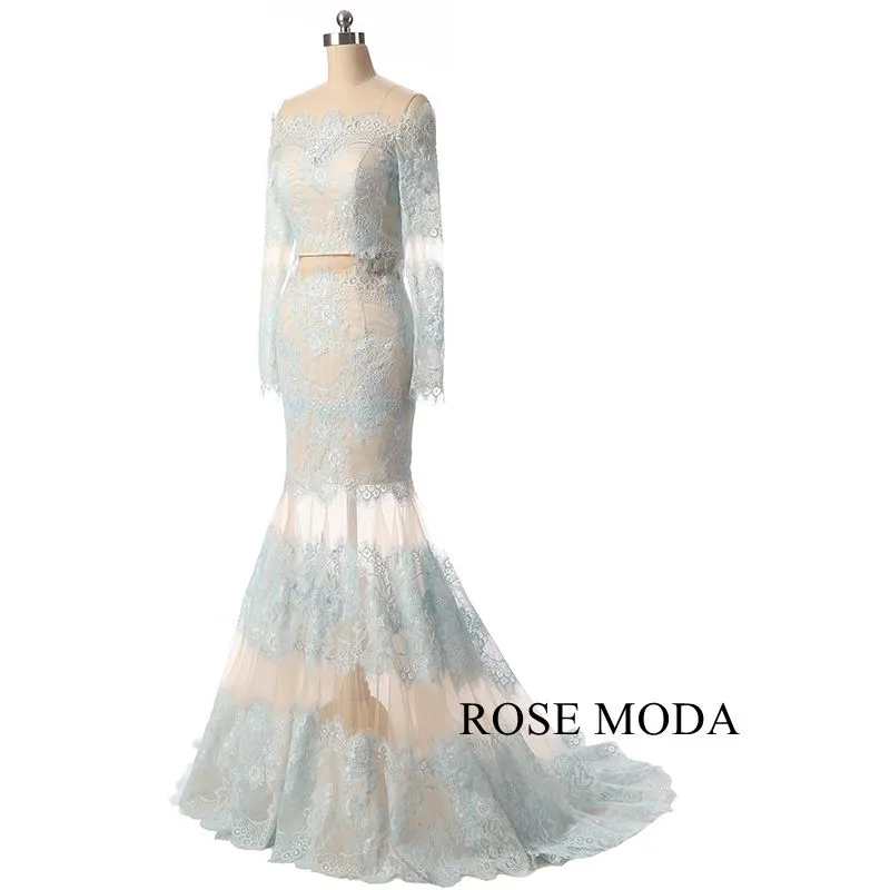 Rosemoda Two Pieces Long Sleeve Lace Prom Dress