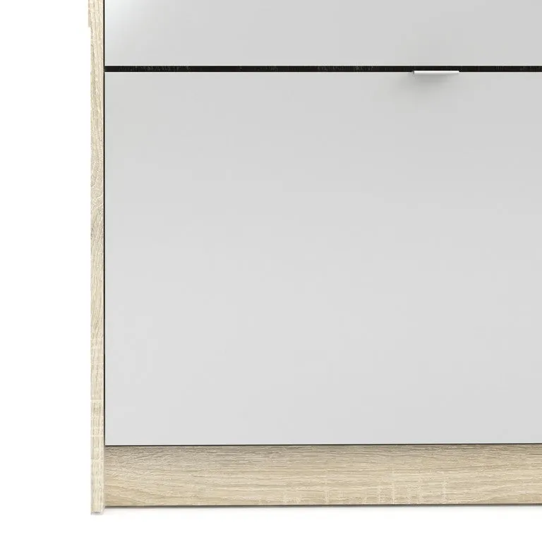 Shoe cabinet w. 4 tilting doors and 2 layers   1 mirror door