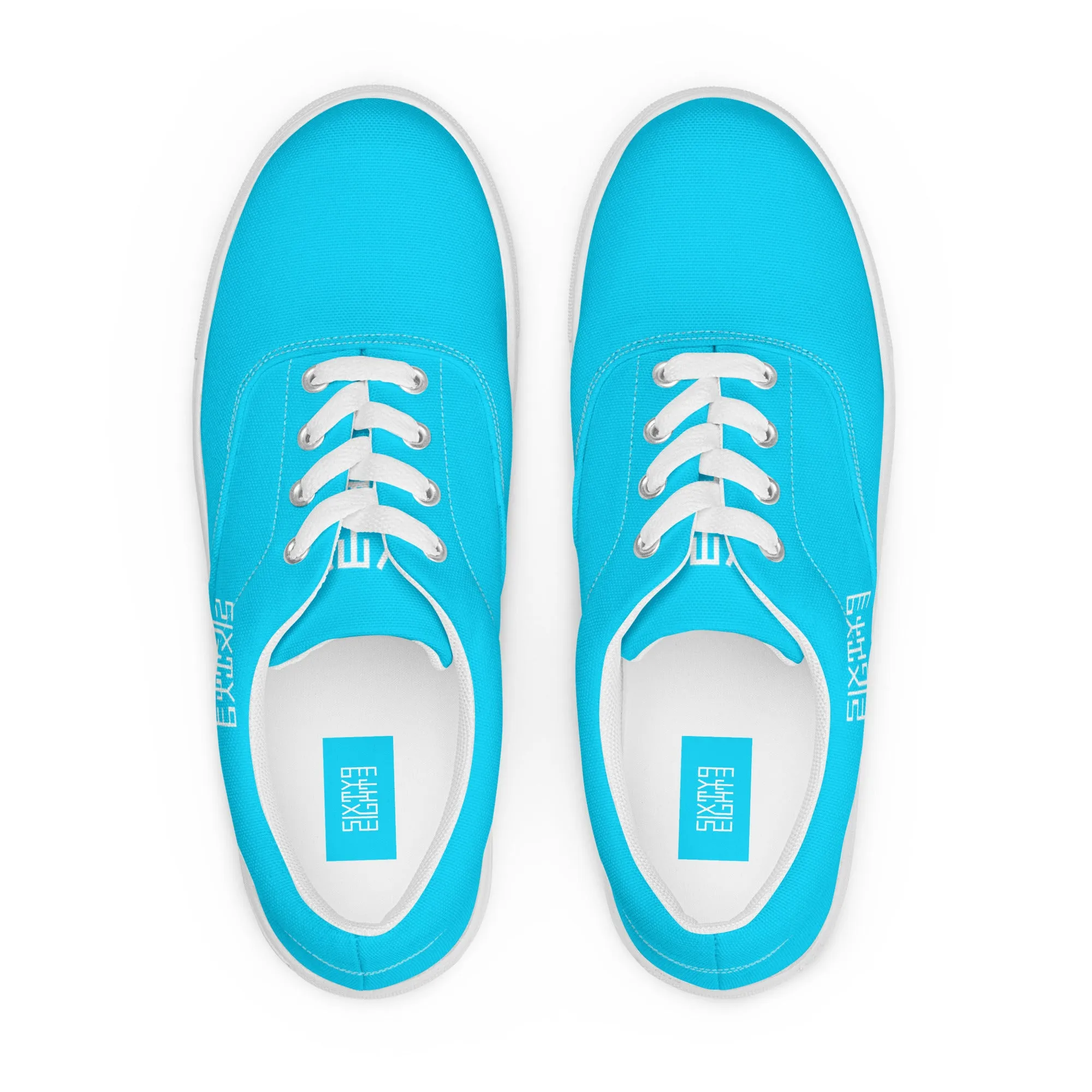 Sixty Eight 93 Logo White & Aqua Blue Women's Low Top Shoes