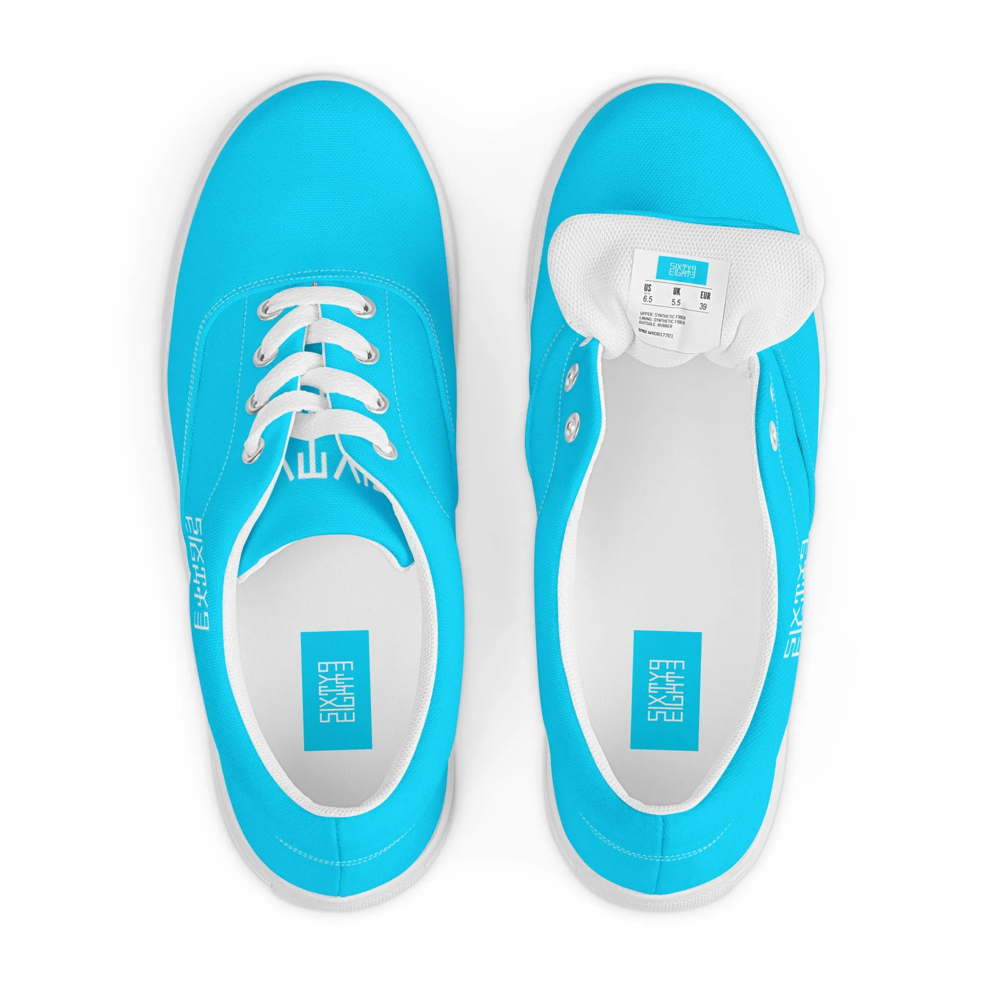 Sixty Eight 93 Logo White & Aqua Blue Women's Low Top Shoes