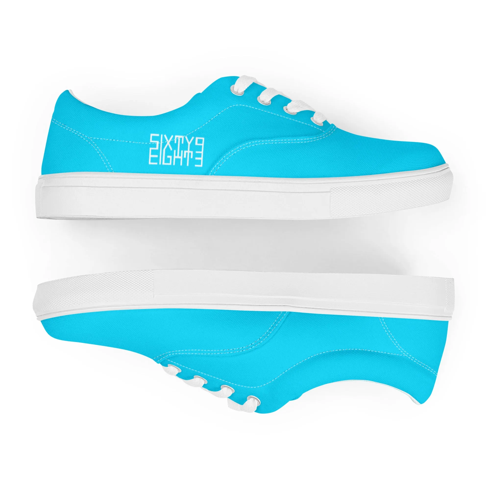 Sixty Eight 93 Logo White & Aqua Blue Women's Low Top Shoes