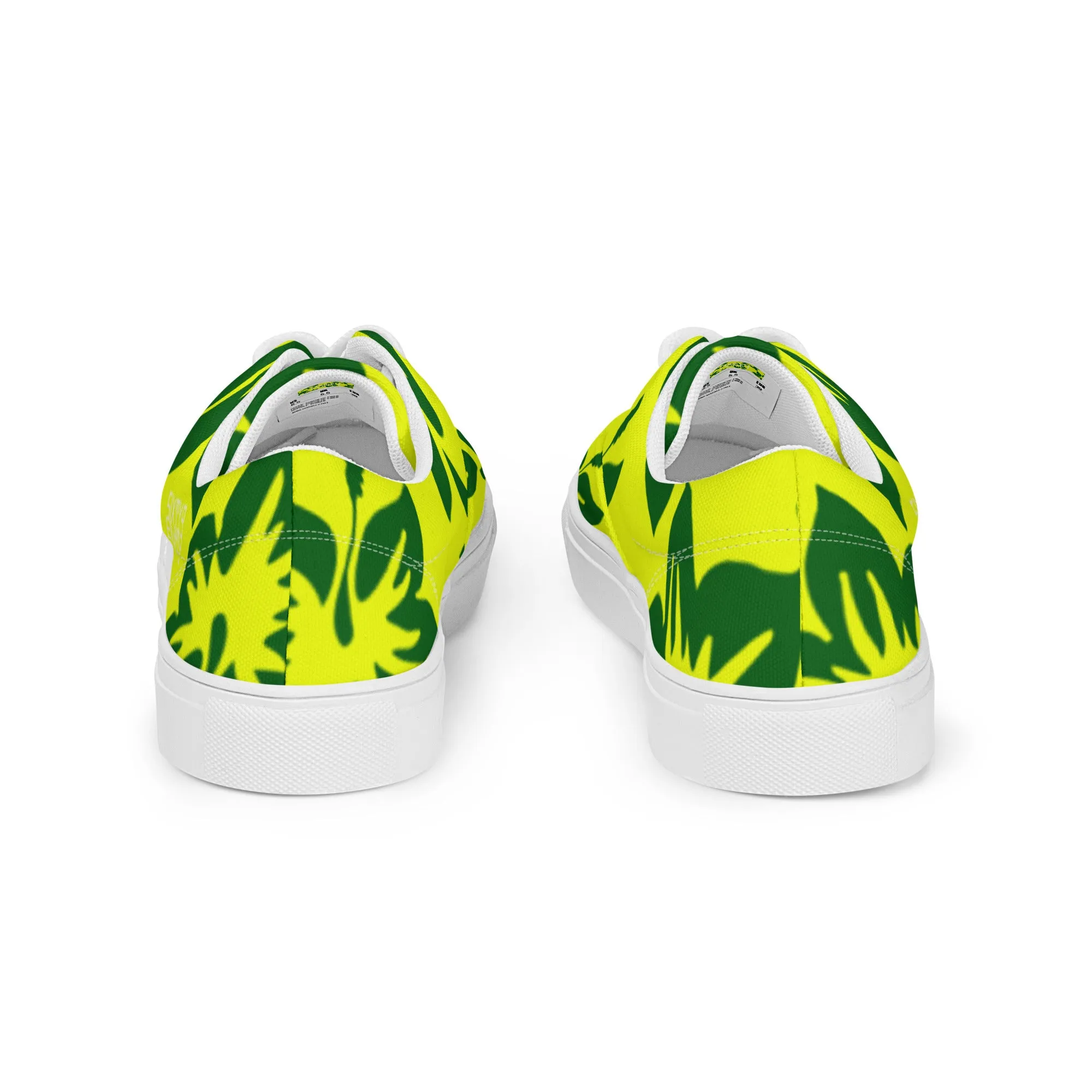 Sixty Eight 93 Logo White Hibiscus Forest Green & Yellow Men's Low Top Shoes