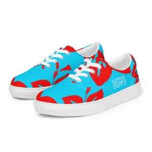 Sixty Eight 93 Logo White Hibiscus Red & Aqua Blue Women’s Low Top Shoes