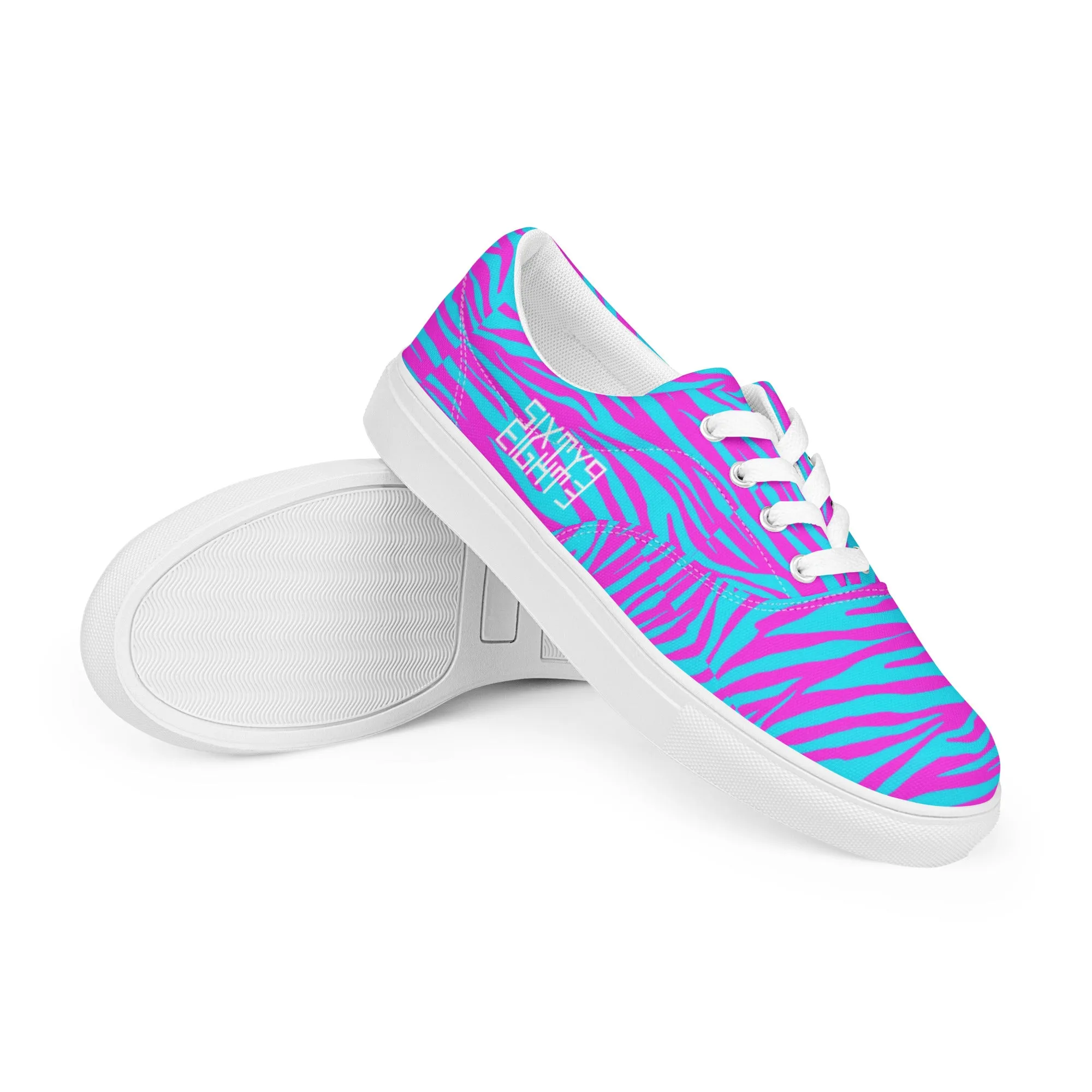 Sixty Eight 93 Logo White Zebra Blueberry Fuchsia Women's Low Top Shoes