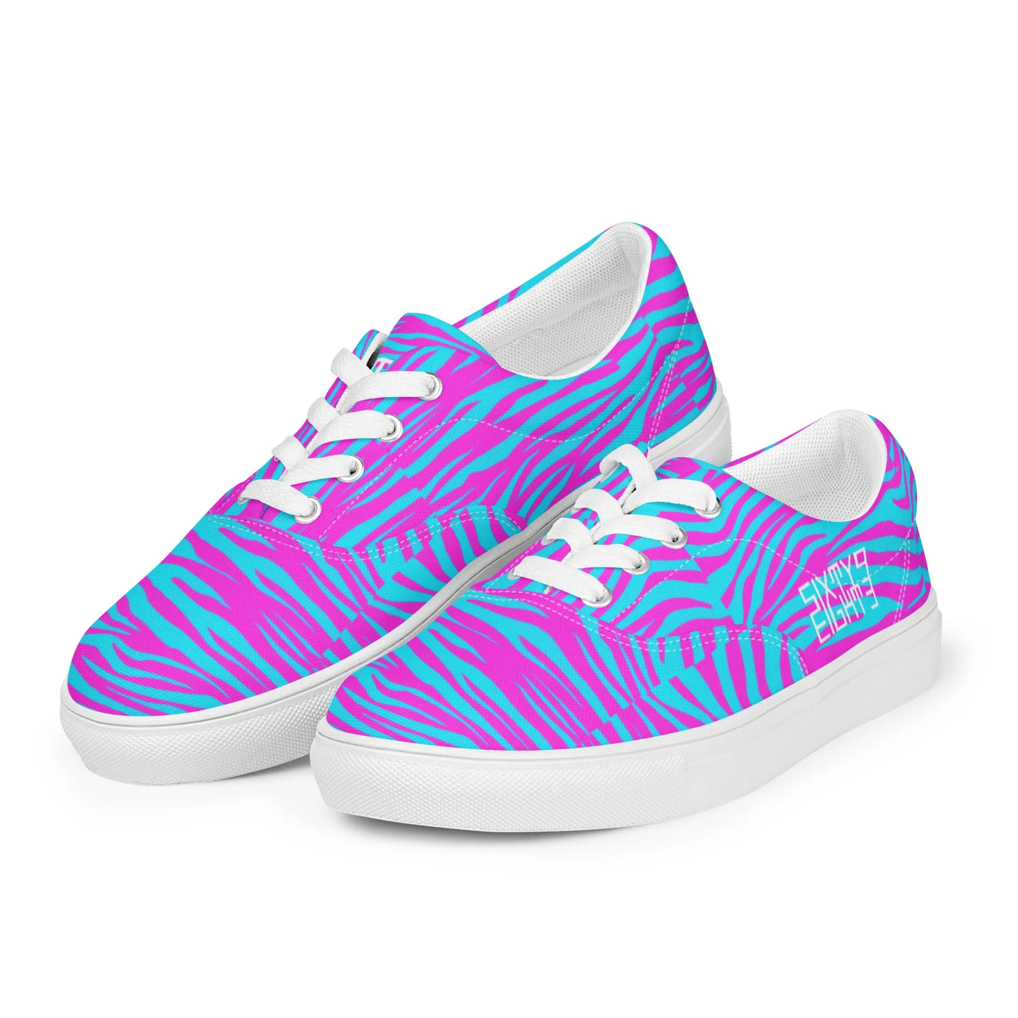 Sixty Eight 93 Logo White Zebra Blueberry Fuchsia Women's Low Top Shoes