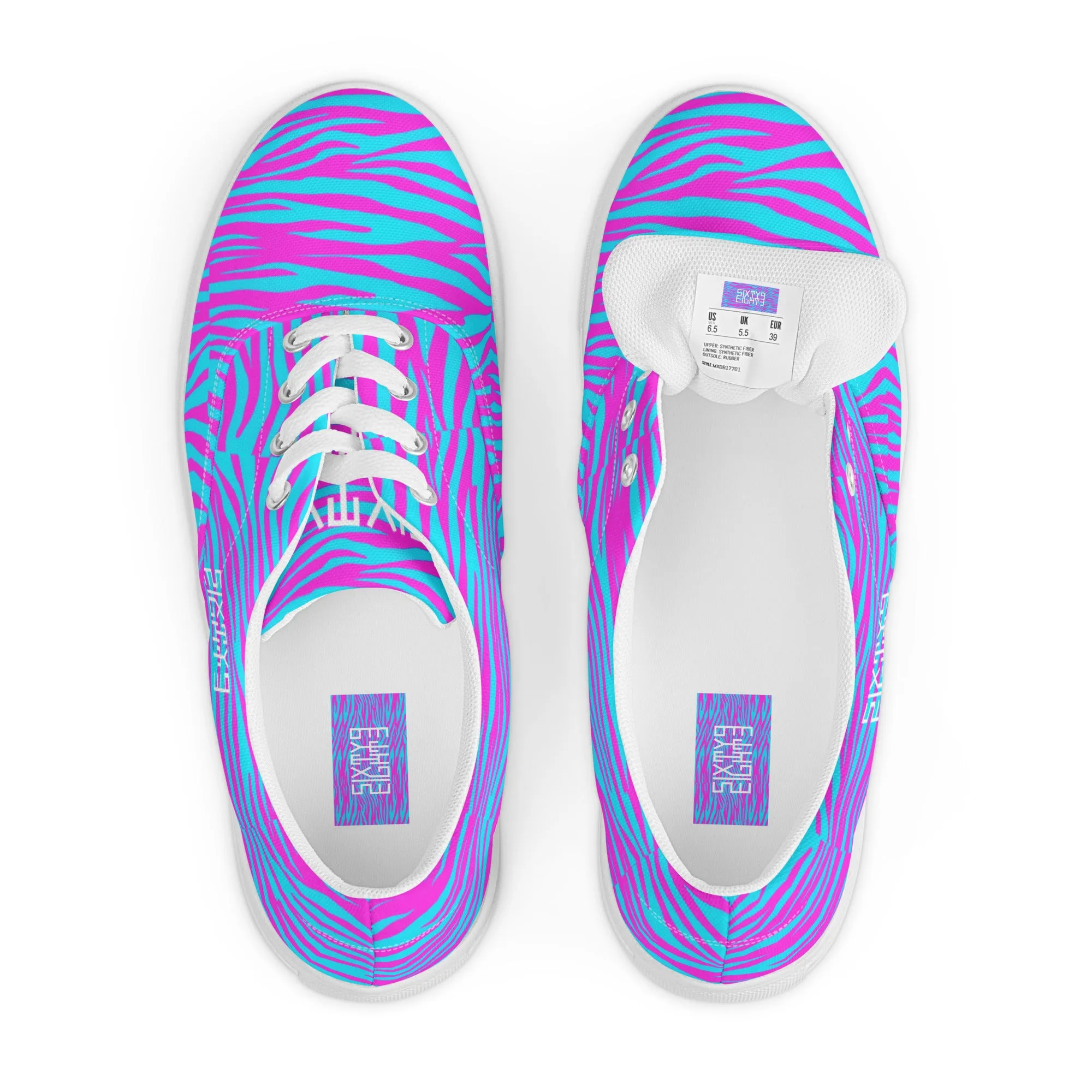 Sixty Eight 93 Logo White Zebra Blueberry Fuchsia Women's Low Top Shoes