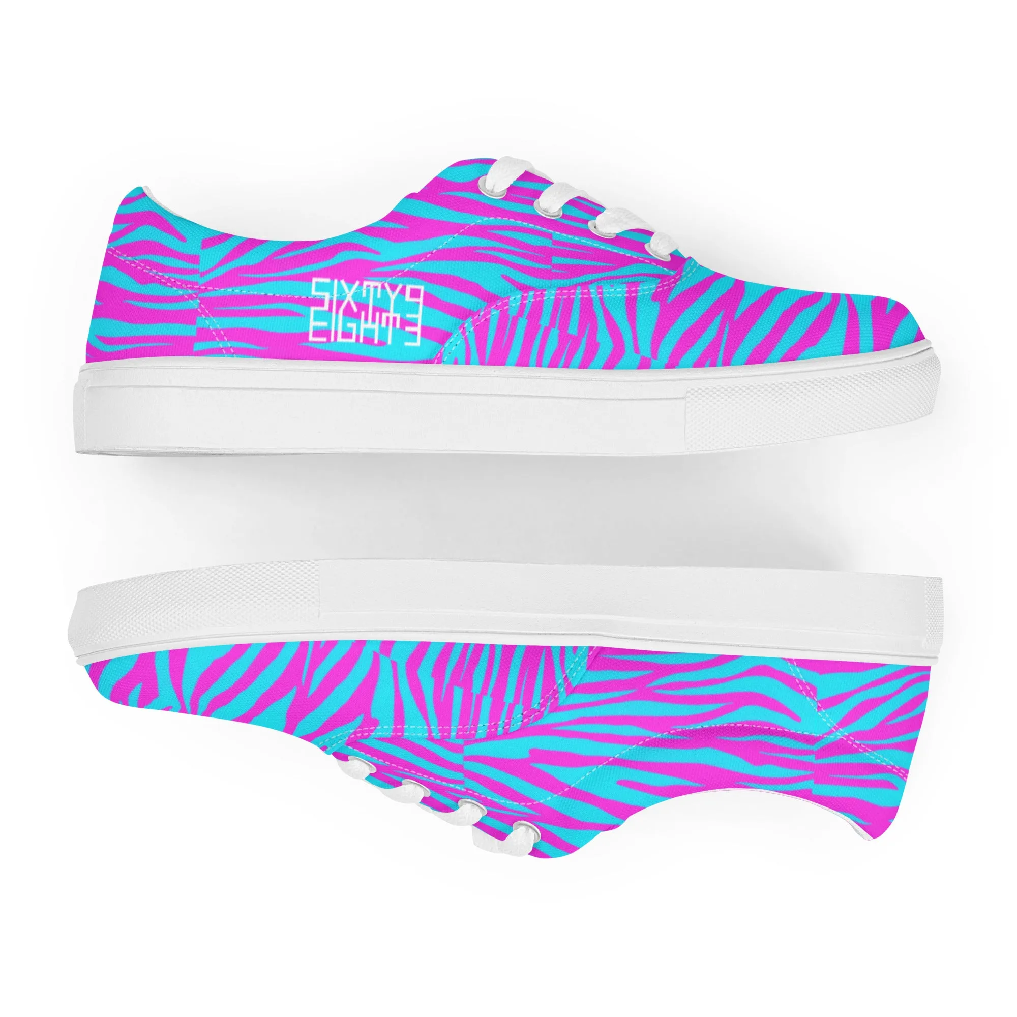 Sixty Eight 93 Logo White Zebra Blueberry Fuchsia Women's Low Top Shoes