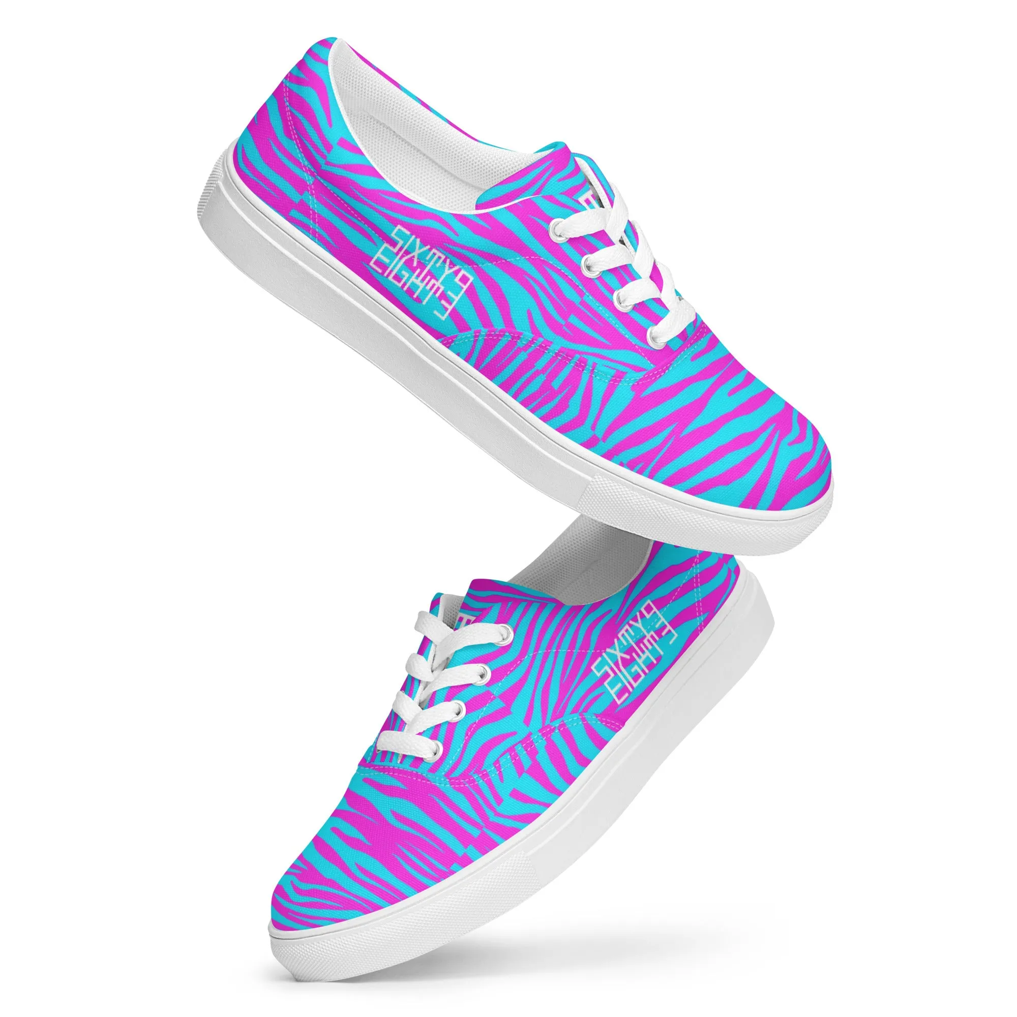 Sixty Eight 93 Logo White Zebra Blueberry Fuchsia Women's Low Top Shoes