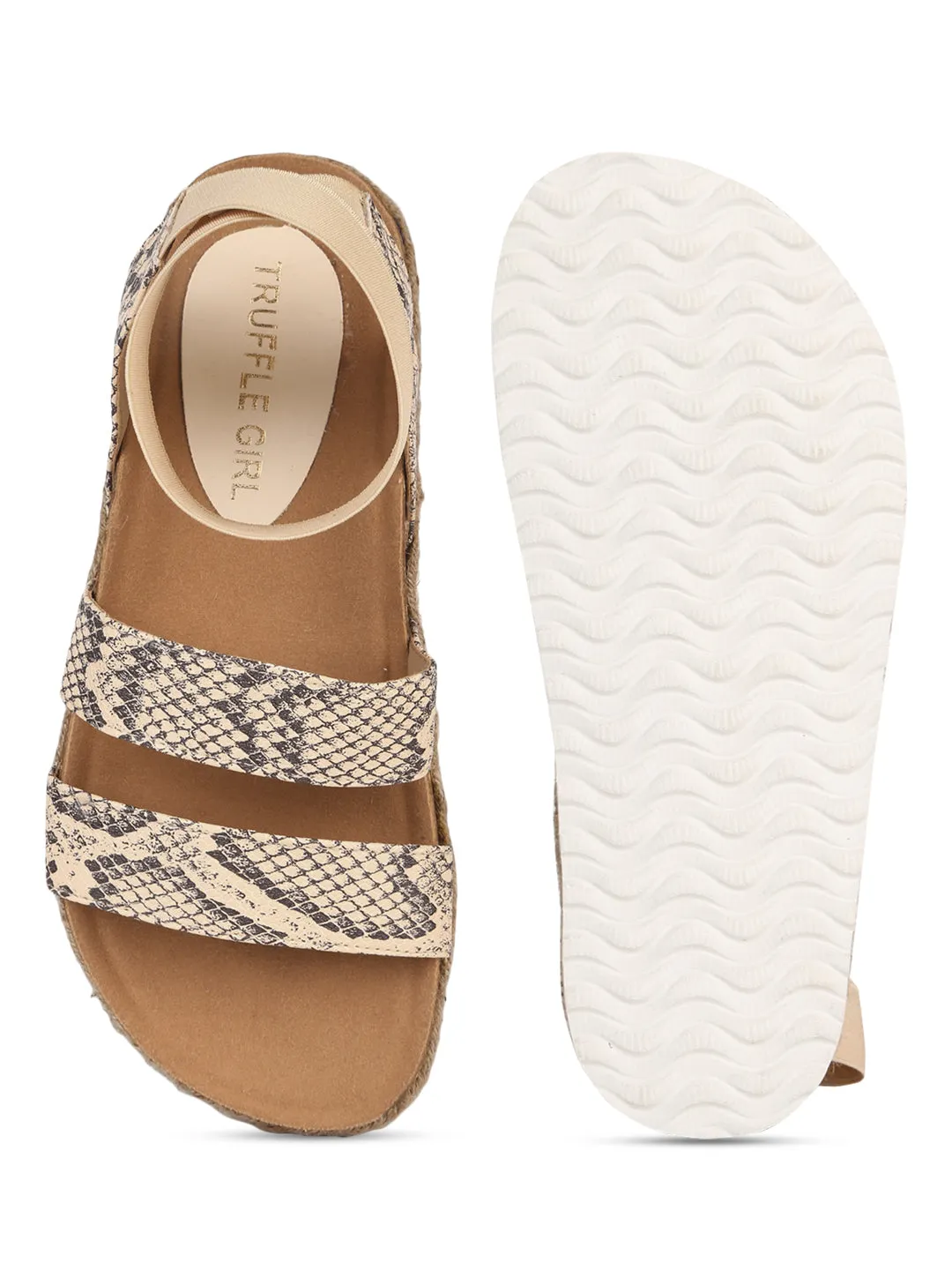 Snake PU Printed Platform Heel Espadrilles Sandals