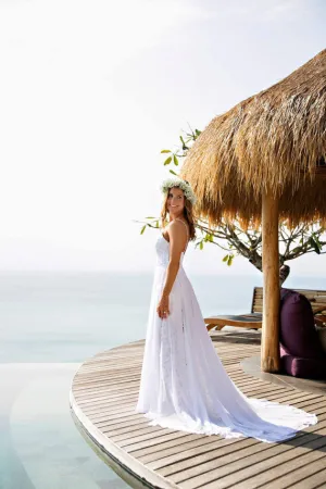 Spaghetti Straps Wedding Dress Bridal Gowns, Backless Lace Wedding Dress
