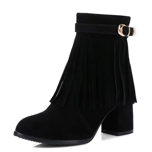 Sylis | Cowboy ankle boots with fringed tassel