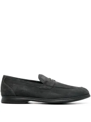 tonal-stitching almond-toe loafers