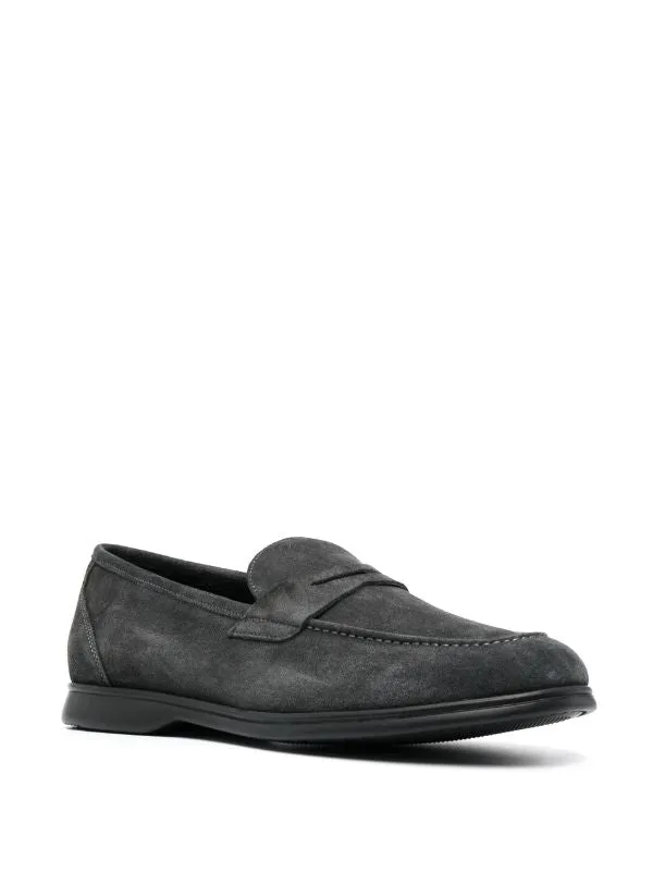 tonal-stitching almond-toe loafers