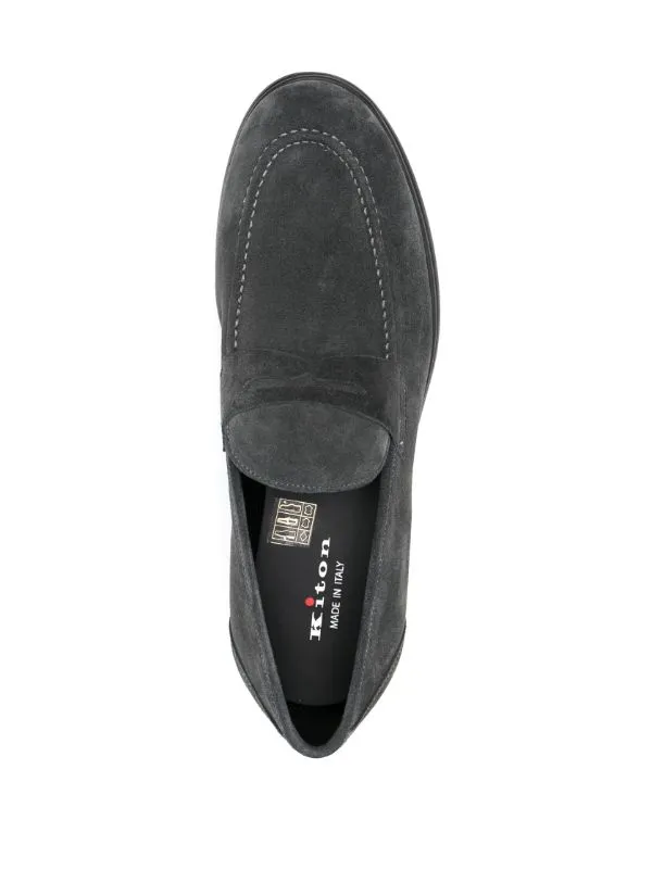 tonal-stitching almond-toe loafers