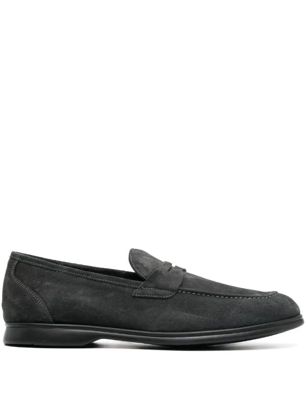 tonal-stitching almond-toe loafers